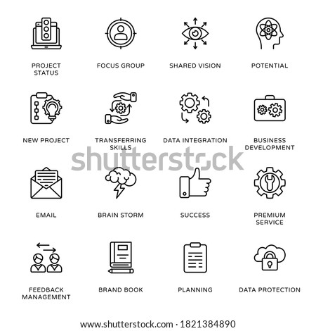 Project Management Outline Icons - Stroked, Vectors