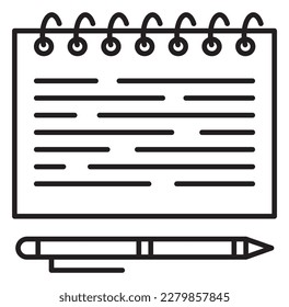 Project management pen, notepad vector icon illustration.