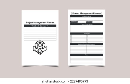 Project Management Planner template KDP Interior