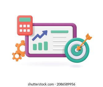 Project management and planning tools. Productivity strategy and Project development icon. 3d vector illustration.