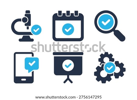 Project Management and Quality Control icon set. Solid glyph series icons