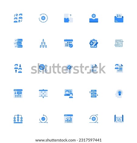 Project Management related icon set. Pixel Perfect Project Management Monochrome Style 2D Icon