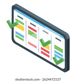 Project management with scrum methodology using a digital board with tasks in a list and check marks