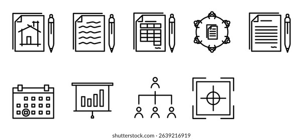 project management set of icon elements for design