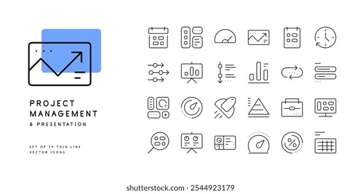 Project management. Set of line icons. Flat graphics. Vector file.