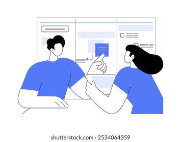 Project management software isolated cartoon vector illustrations. Colleagues working under new project using professional software, IT technology, charts on the screen vector cartoon.