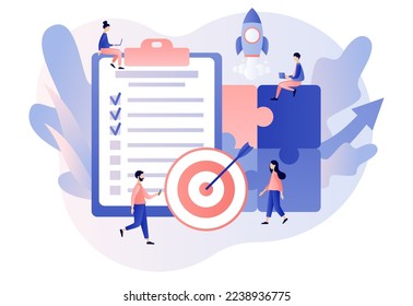Projektmanagement. Erfolgreiche Strategie, Motivation und Führung. Marketing-Analyse und Entwicklung. Moderner, flacher Cartoon-Stil. Vektorgrafik auf weißem Hintergrund