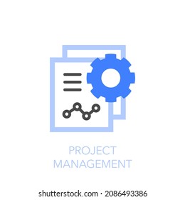 Símbolo de gestión de proyectos con documentaciones y rueda cognitiva. Fácil de usar para su sitio web o presentación.