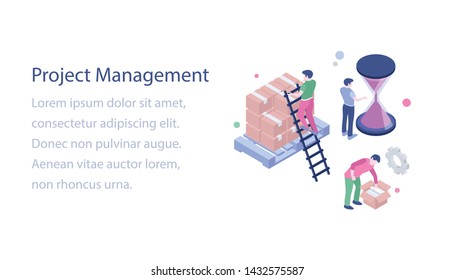 
Project management team in isometric illustration 
