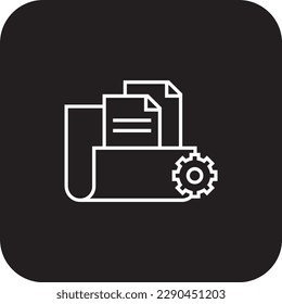 Projektmanagement TeamWork und Management Symbol mit schwarz gefüllter Linie Stil. Ausrüstung, Manager, Konzept, Planung, Zeitplan, Checkliste, Strategie. Vektorgrafik