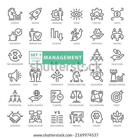 Project management, Thin Line Icons
