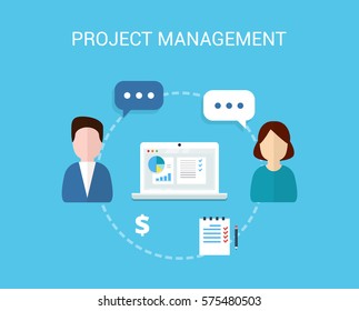 Project Management vector background in flat style.