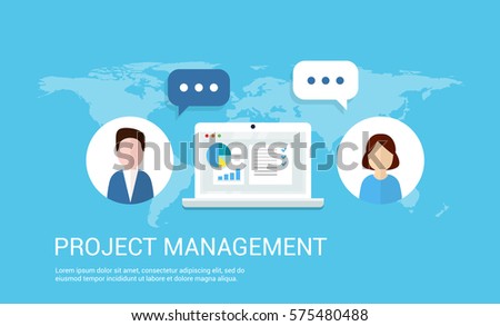 Project Management vector background in flat style.
