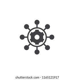 Project management vector icon. filled flat sign for mobile concept and web design. Hub and spokes and gear solid icon. Symbol, logo illustration. Pixel perfect vector graphics - Shutterstock ID 1165121917