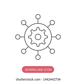 Project management vector icon. filled flat sign for mobile concept and web design. Hub and spokes and gear solid icon. Symbol, logo illustration. Pixel perfect vector graphics
