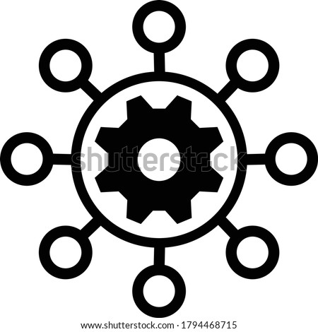 Project management vector icon. filled flat sign for mobile concept and web design. Hub and spokes and gear solid icon.