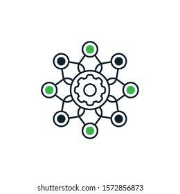 Project management vector icon.
Hub and spokes and gear solid 
