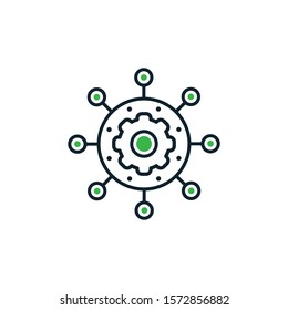 Project management vector icon.
Hub and spokes and gear solid 
