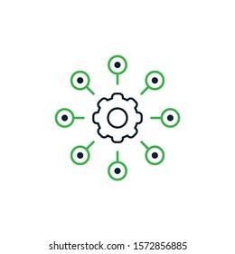 Project management vector icon.
Hub and spokes and gear solid 
