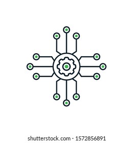 Project management vector icon.
Hub and spokes and gear solid 
