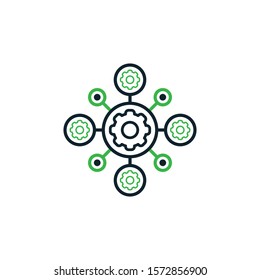 Project management vector icon.
Hub and spokes and gear solid 
