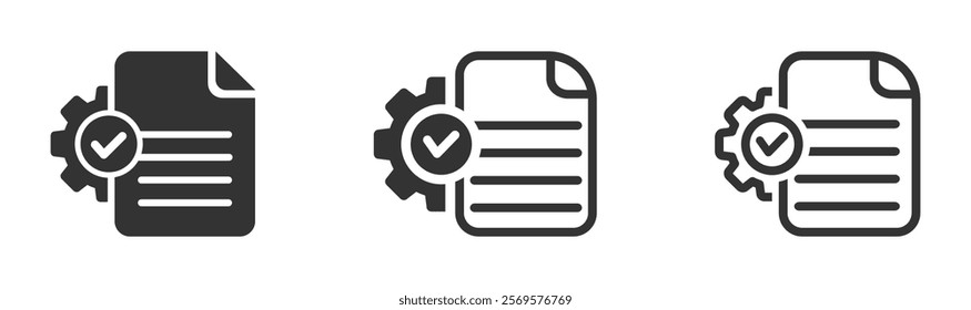 Project management vector icons set. Approved or confirmed vector signs