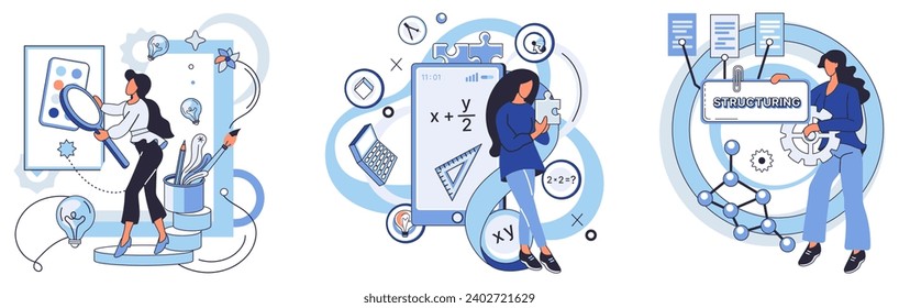 Project management vector illustration. Successful organizations prioritize project management for overall improvement Managing projects involves balance between strategic planning and execution