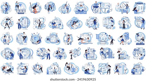 Project management vector illustration. Successful project management requires careful planning and strategic development Business success hinges on effective management strategies and innovative