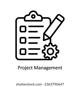 Ilustración de diseño de iconos de esquema vectorial de administración de proyectos. Símbolo de recursos humanos sobre archivo EPS 10 de fondo blanco 