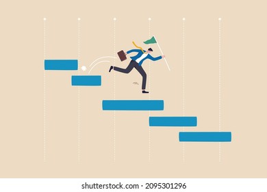 Project management waterfall Gantt chart to track complete tasks and workflow to deliver or launch target timeline concept, businessman project manager jump on project management Gantt chart.