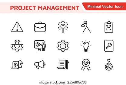 Project Management web icons in line style. Outline icon collection related to Schedule, human resource, management, development, planning, and more.
