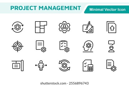 Project Management web icons in line style. Outline icon collection related to Schedule, human resource, management, development, planning, and more.
