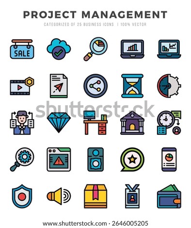 Project Management web icons in Lineal Color style.