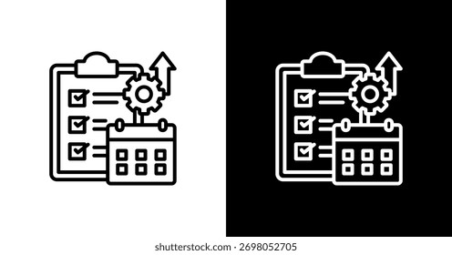 Project Management White Icon Set Design