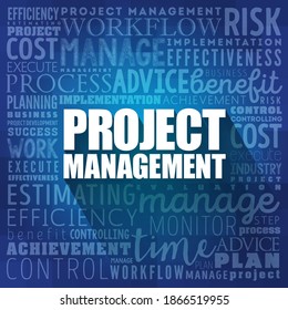 collage de palabras en la nube de Project Management, fondo de concepto de negocio
