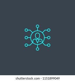 Project manager concept blue line icon. Simple thin element on dark background. Project manager concept outline symbol design from Project management set. Can be used for web and mobile UI/UX
