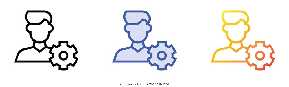 Projektmanager-Symbol. Lineares, blaues Füllungs- und Farbverlauf-Design einzeln auf weißem Hintergrund