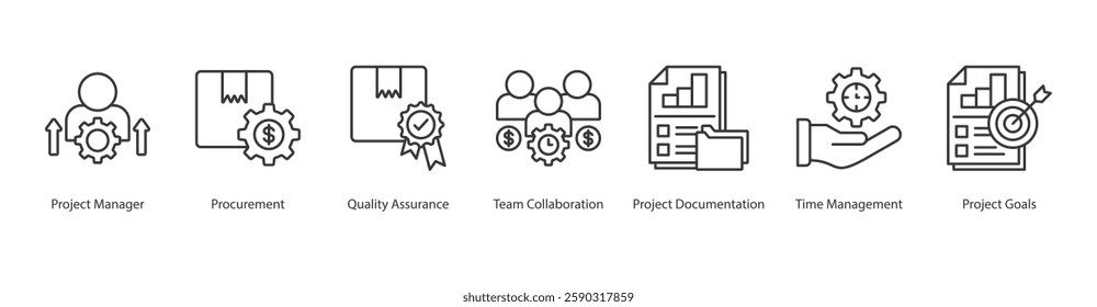 Project Manager Icon manager, procurement, quality assurance, team collaboration, documentation, time management, goals