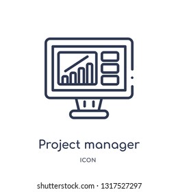 project manager icon from technology outline collection. Thin line project manager icon isolated on white background.