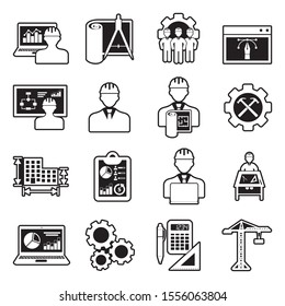 Project Manager Icons. Line With Fill Design. Vector Illustration.