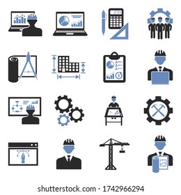 Project Manager Icons. Two Tone Flat Design. Vector Illustration.