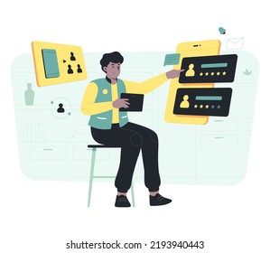 Project Manager Illustration Featuring Task Planning, Team Collaboration, and Workflow Management in a Modern Office