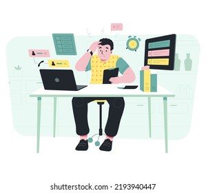 Project Manager Illustration Featuring Task Planning, Team Collaboration, and Workflow Management in a Modern Office