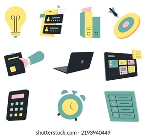 Project Manager Illustration Featuring Task Planning, Team Collaboration, and Workflow Management in a Modern Office