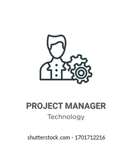 Project manager outline vector icon. Thin line black project manager icon, flat vector simple element illustration from editable technology concept isolated stroke on white background