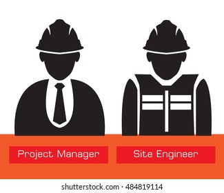 Project Manager, Site engineer, icon construction