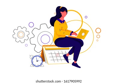 Project Managers concept with character. Can use for web banner, mobile app, hero images. Flat vector illustration on white background.