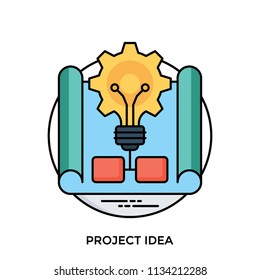 Project map opened showing a plan where gear shaped bulb is attached with two entities, project idea icon 