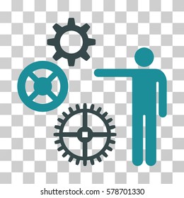 Project Mechanics icon. Vector illustration style is flat iconic bicolor symbol, soft blue colors, transparent background. Designed for web and software interfaces.