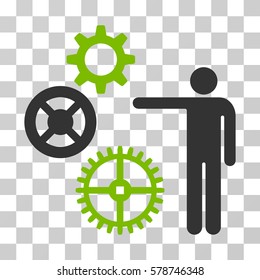Project Mechanics icon. Vector illustration style is flat iconic bicolor symbol, eco green and gray colors, transparent background. Designed for web and software interfaces.